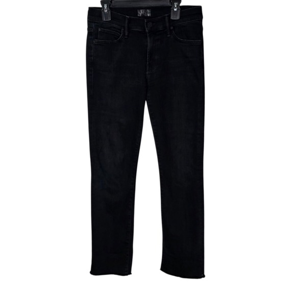 Mother Rascal Ankle Snippet Blackbird Jeans Women's 26 Black Raw Hem Crop USA - Picture 1 of 8